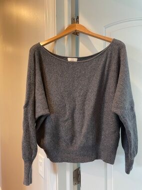 Wilfred Off‑the‑Shoulder Wool Blend Sweater - Charcoal Gray